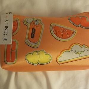 Clinique Orange Cosmetic Bag with Fun Graphics